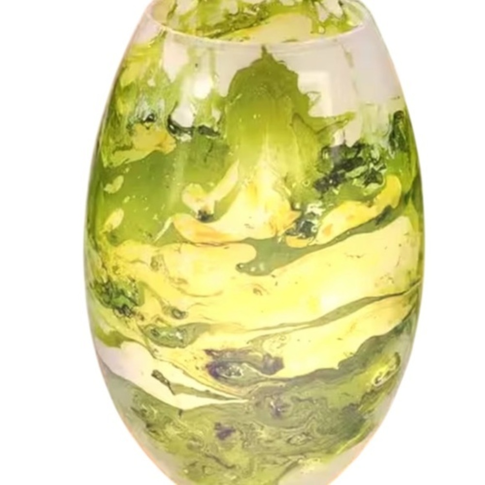 Handcrafted Marble Printed Green Glass Lamp